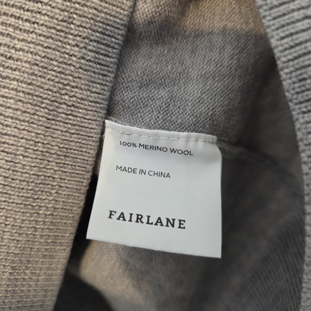 Fairlane Quarter Zip Pullover Sweater Men's XL Heather Grey 100% Merino Wool - Picture 6 of 11